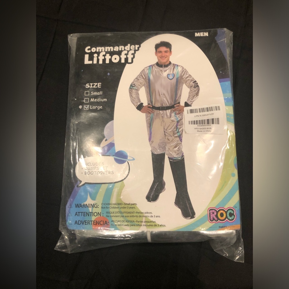 Commander Liftoff Men's Silver Space Jumpsuit Costume
